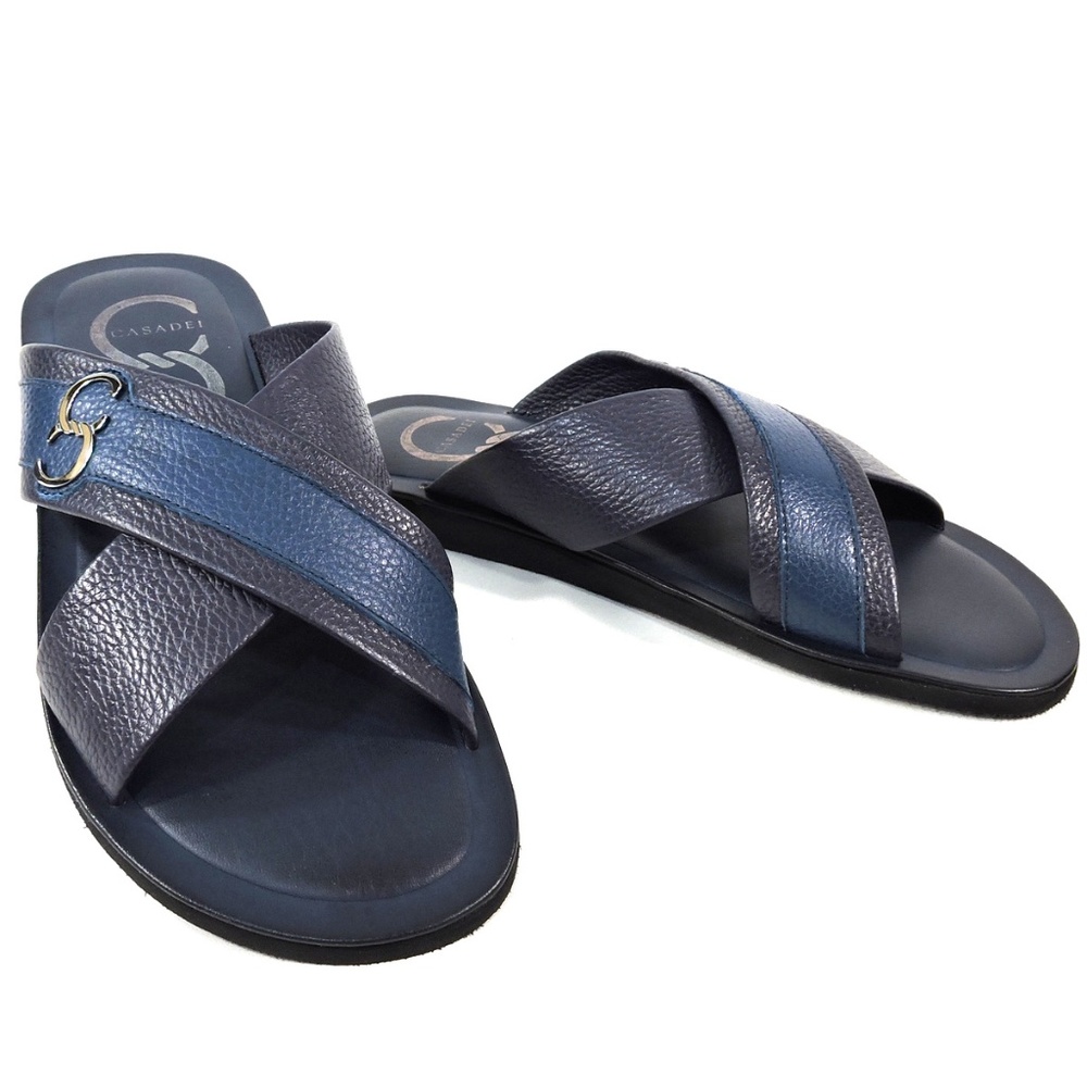 CASADEI 🇮🇹  MENS BLUE LEATHER COMFORT SUMMER SANDALS